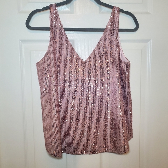Loft Pink Sequin Top Sz S - Picture 4 of 9